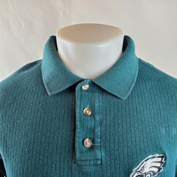 Vintage Philadelphia Eagles Polo Shirt Mens Large Green NFL Embroidered The Edge - Picture 3 of 7